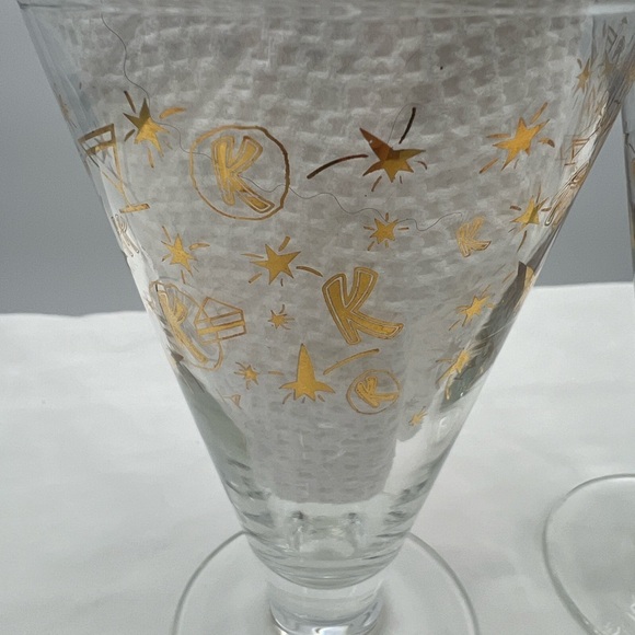 Kahlua Cocktail glasses with gold stars, Rockets, and K's Vintage Set of 2 - Picture 6 of 7